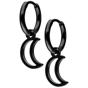Par de Mini Moon Hoops - Negro