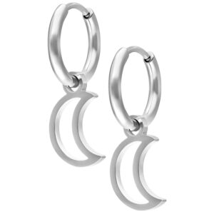 Par de Mini Moon Hoops - Plata