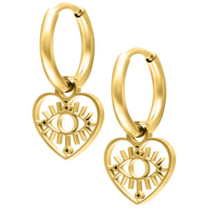 Par de Mini Heart Eye Hoops - Oro