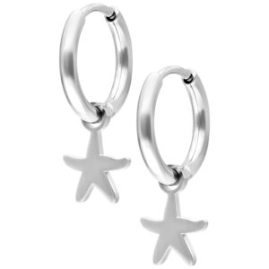 Mini Starfish Hoops Pair - Plata