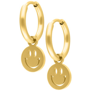 Mini Smiley Hoops Pair - Oro