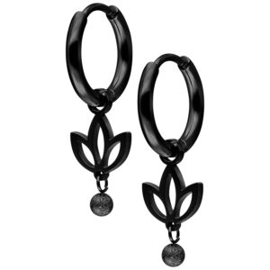 Mini Lotus Hoops Pair - Negro