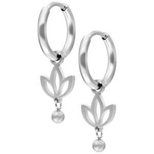 Mini Lotus Hoops Pair - Plata