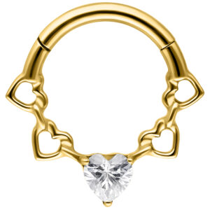 Lovely Crystal Leaf Septum Clicker - Oro