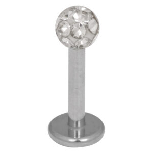 Labret de titanio plateado con piedras cristalinas, 5mm de longitud