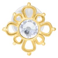 Labret dorado con cristal en diseño oriental sobre fondo blanco
