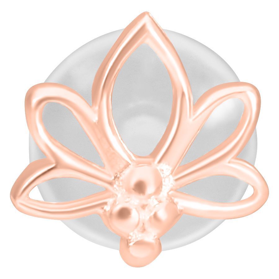 Labret en forma de loto en oro rosa sobre fondo blanco