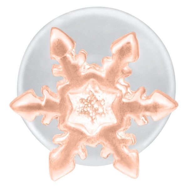 Labret de copo de nieve en oro rosa sobre fondo blanco