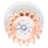 Labret de oro rosa con cristal sobre fondo blanco