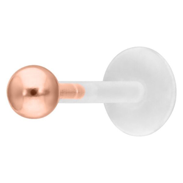 Labret en oro rosa con mecanismo Push-Fit sobre fondo blanco