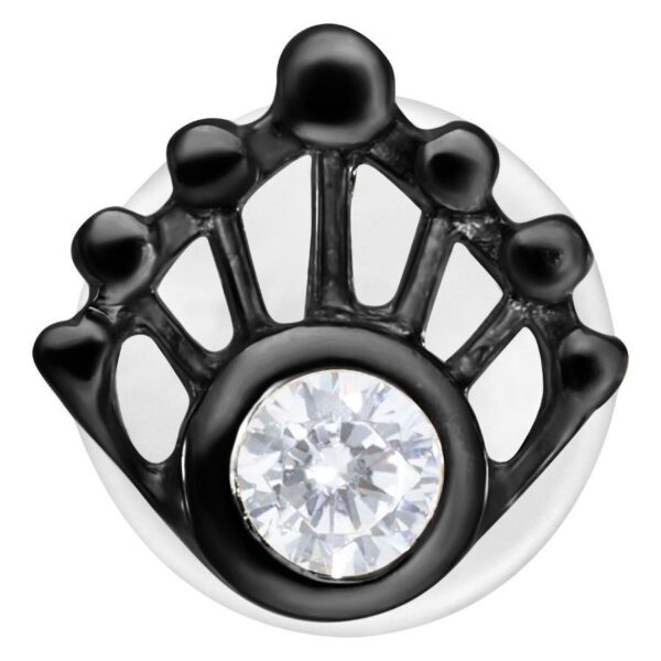 Labret Push-Fit negro Mermaid con piedra cristalina sobre fondo blanco