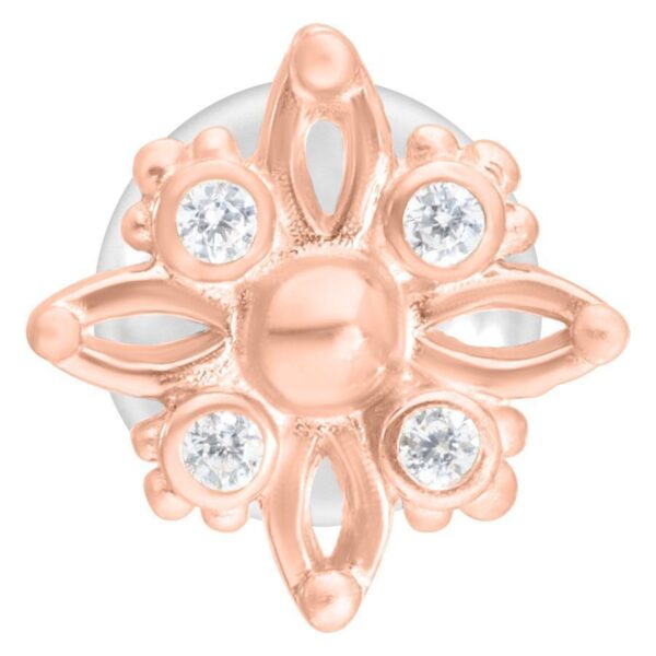 Labret Polar Star de oro rosa con cristales claros sobre fondo blanco