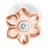 Flower Push-Fit Labret en oro rosa con piedra cristalina sobre fondo blanco