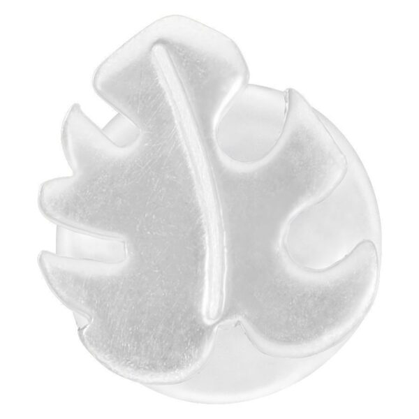 Labret plateado con diseño Monstera Push-Fit sobre fondo blanco