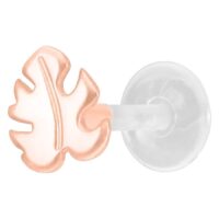 Labret de Monstera en oro rosa con Push-Fit sobre fondo blanco