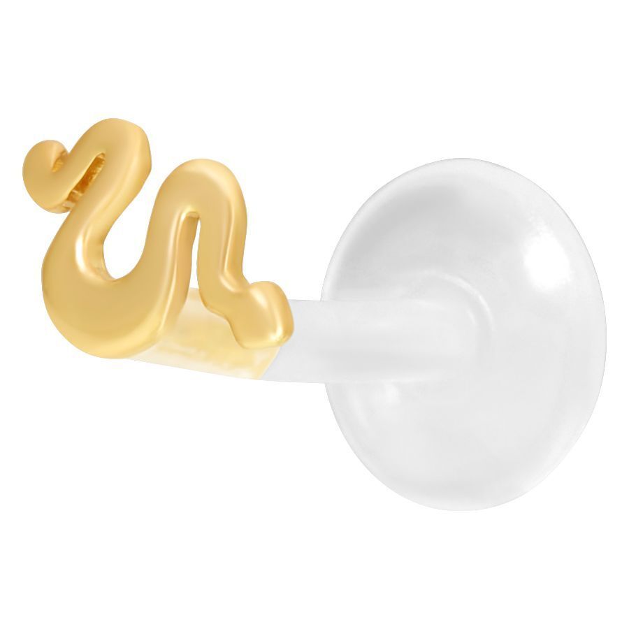 Labret Push-Fit Serpiente Dorado sobre fondo blanco
