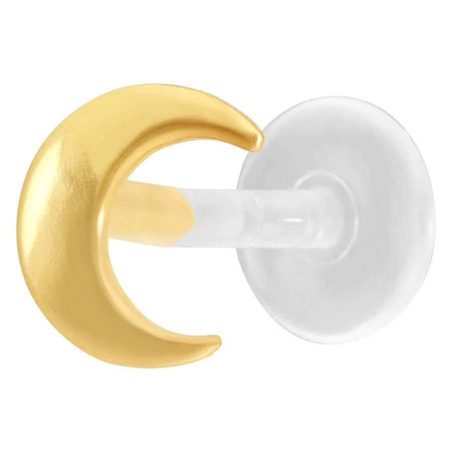 Labret Moon Push-Fit dorado sobre fondo blanco