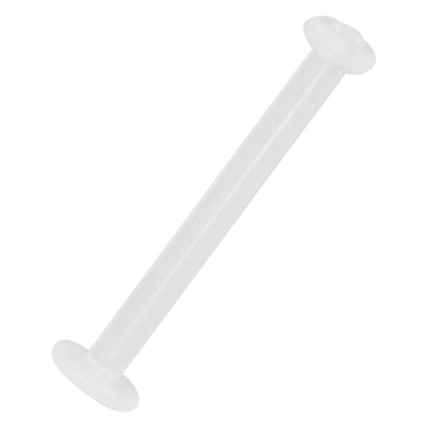 Labret transparente de Bioplast con extremos planos, sobre fondo blanco