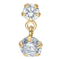 Labret dorado con piedra cristalina colgante sobre fondo blanco
