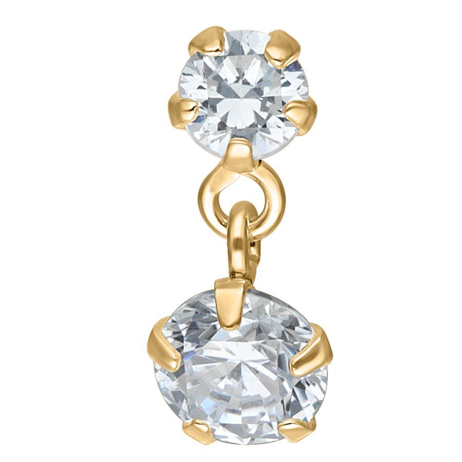 Labret dorado con piedra cristalina colgante sobre fondo blanco