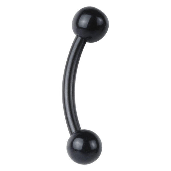 Micro Bananabell negro curvado de bioplástico con bolas sobre fondo blanco