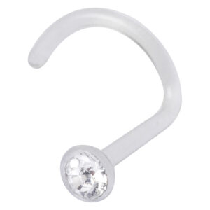 Kristallklarer Nasenstecker aus Bioplast mit 2,5 mm Kugel