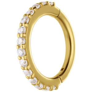 Aro Crystal Row con bisagra de moissanita oro 14K