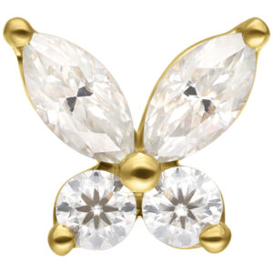Adorno Butterfly de moissanita oro 14K Push-Fit