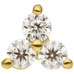 Adorno Trinity de moissanita oro 14K Perfect Fit 3,5 mm