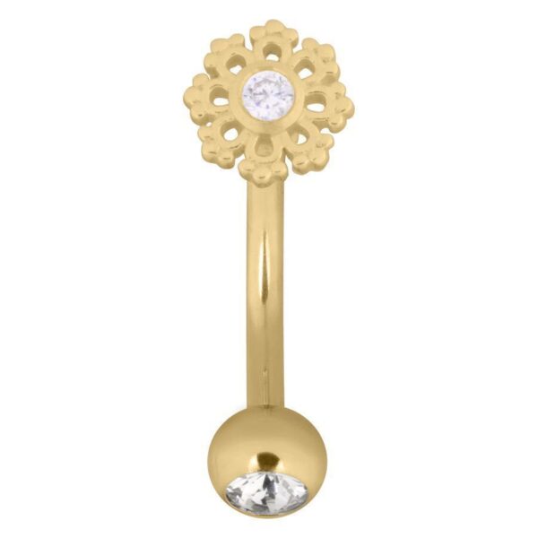 Bananabell Micro dorado con diseño de copo de nieve y cristal, 12mm