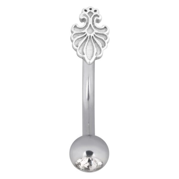 Barock Fan Micro Bananabell de plata con cristal sobre fondo blanco