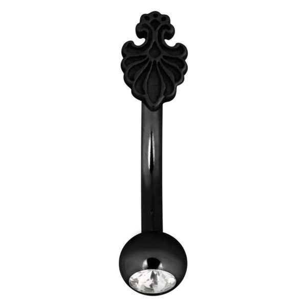 Micro Bananabell Negro Baroque Fan con cristal claro sobre fondo blanco