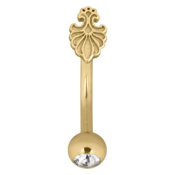 Bananabell Micro Dorado con diseño barroco y cristal sobre fondo blanco