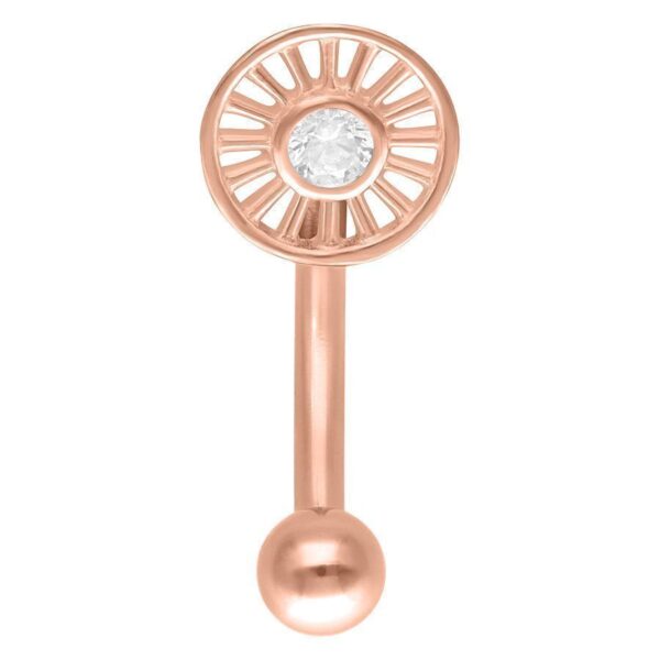Micro Bananabell roségold con cristal sobre fondo blanco
