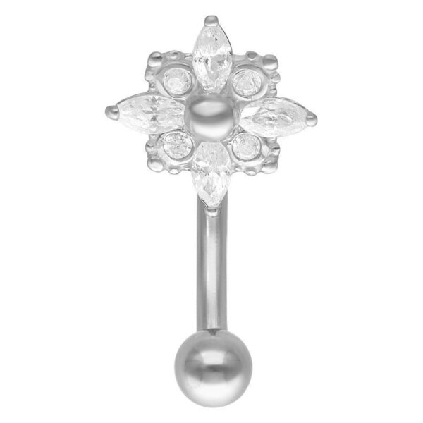 Bananabell de plata con diseño de cristal en forma de estrella sobre fondo blanco