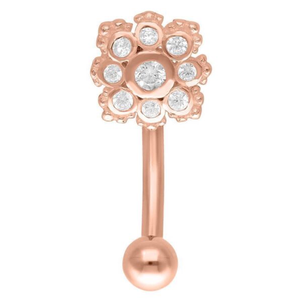 Micro Bananabell de oro rosado con cristales florales, 12mm