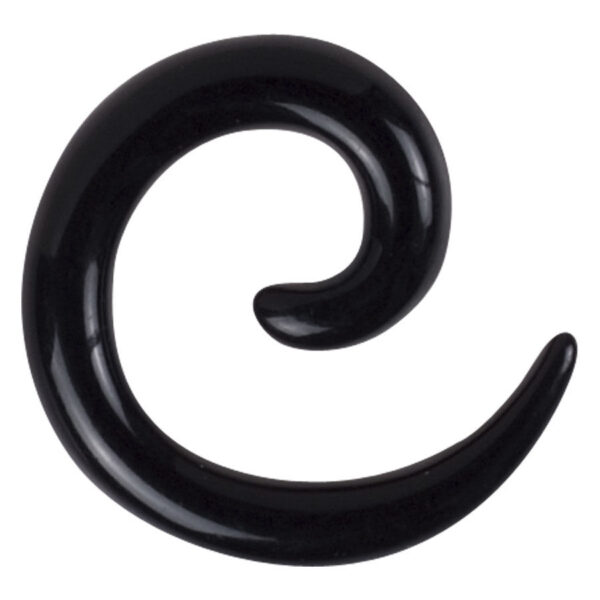 Espiral expansora negra y brillante de PMMA sobre fondo blanco