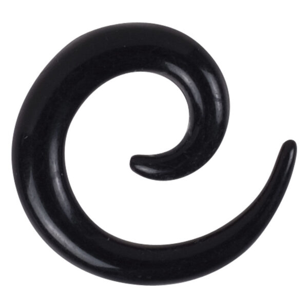 Espiral expansora negra de acrílico sobre fondo blanco