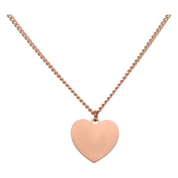 Collar de oro rosa con colgante de corazón sobre fondo blanco