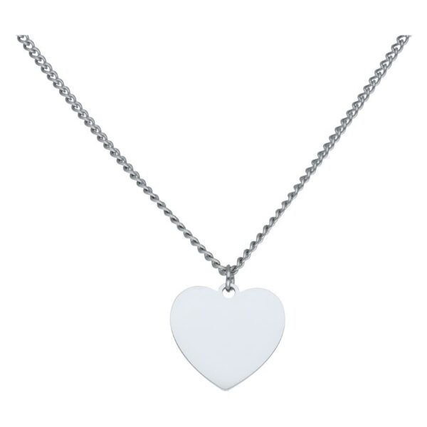 Collar plateado con colgante de corazón grabable, fondo neutro