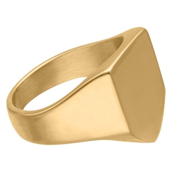 Anillo dorado de acero quirúrgico 316L con superficie grabable, vista lateral