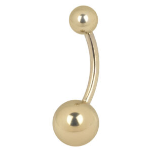 Banana Bell de Titanio Dorado con rosca externa, longitud 6,0 mm, sobre fondo blanco