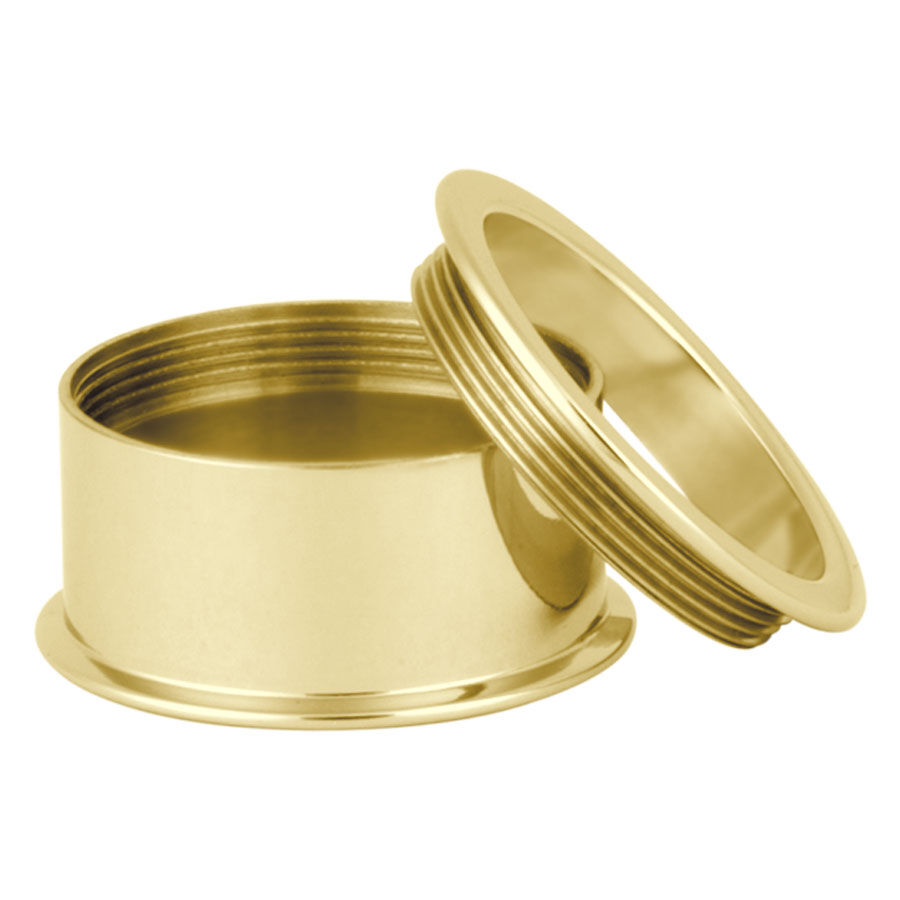 Goldener Tunnel aus Titan mit Innengewinde auf weißem Hintergrund