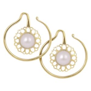 Golden Whirl White Onyx Ohrgewichte