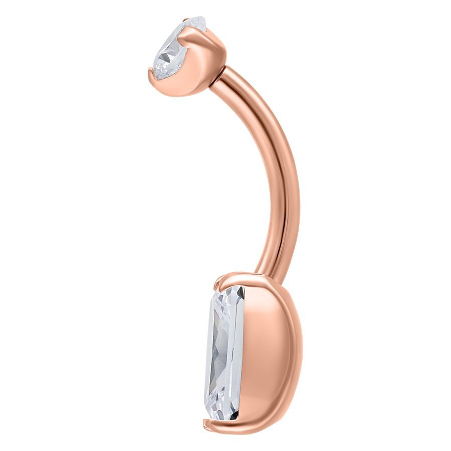 Elegantes Bauchnabelpiercing in Roségold mit klarem Kristall
