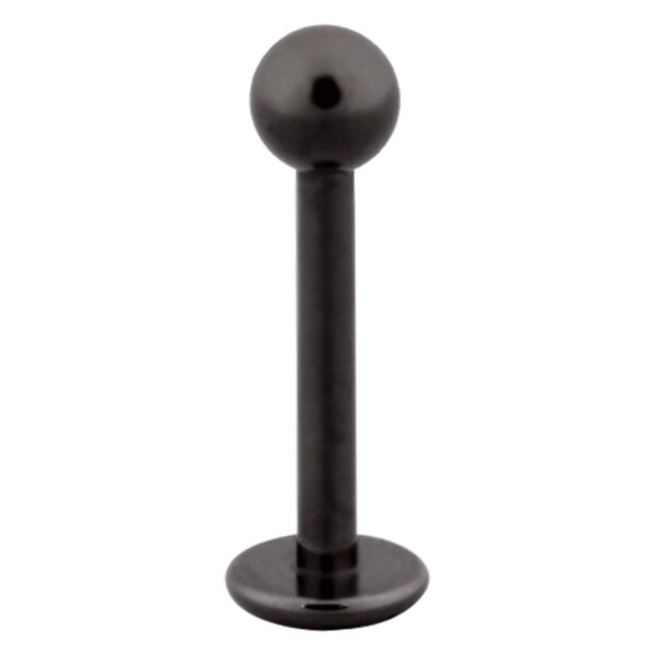 Labret negro de titanio con bola sobre fondo blanco