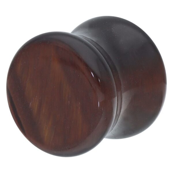 Plug marrón de piedra, superficie lisa, para oreja, tamaño 6,0 mm