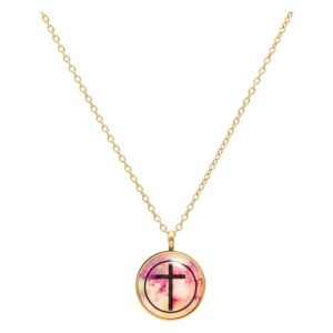 Cadena Cross Black Pink - Oro