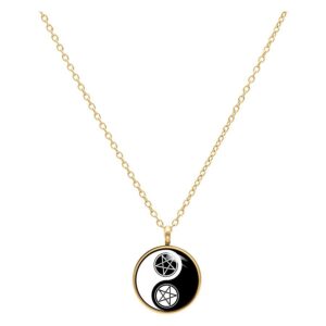 Cadena Pentagram Yin Yang - Oro