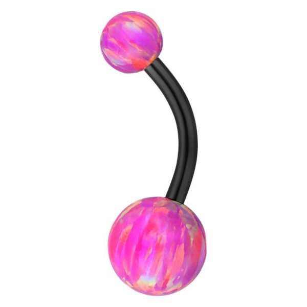 Piercing de ombligo con Opalo Bubble Gum y barra de titanio negro